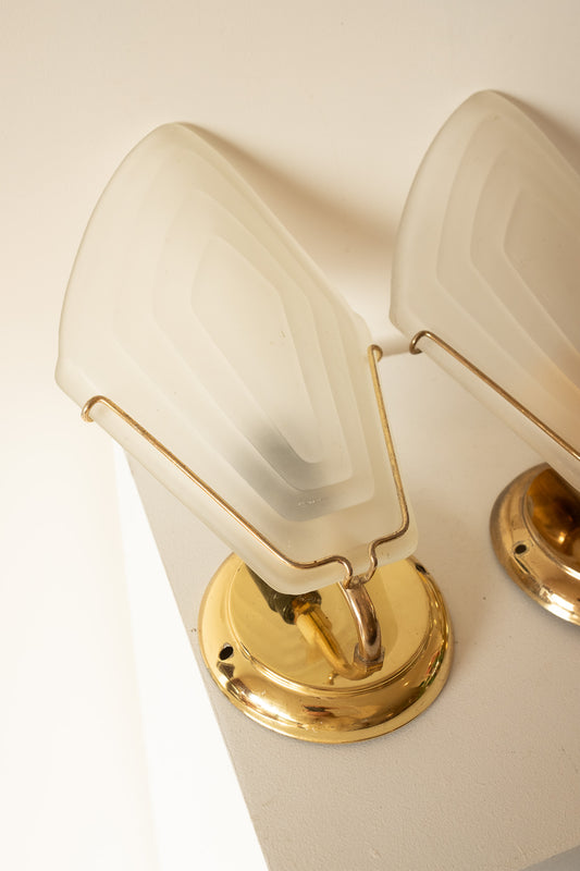 Set van 2 Art Deco stijl vintage glazen wandlampen