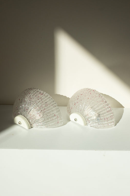 Set van 2 wandlampen van Murano glaswerk met roze spikkels