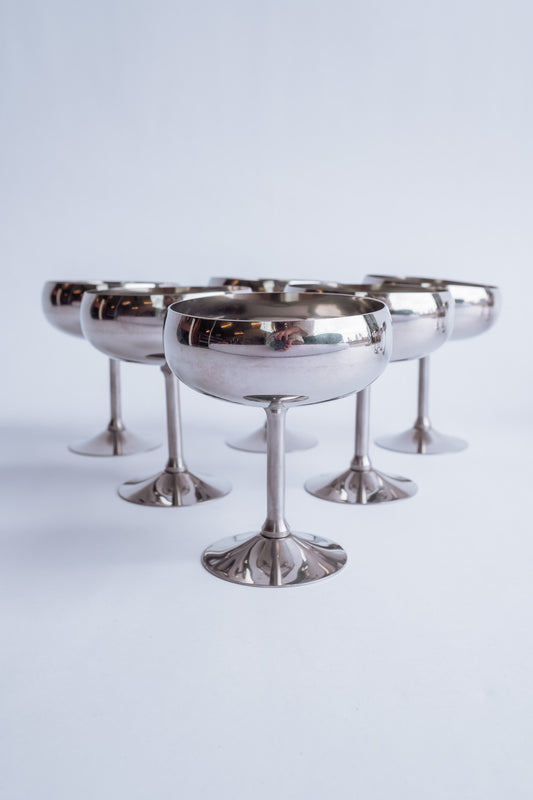 Vintage Italiaanse RVS coupes, set van 6