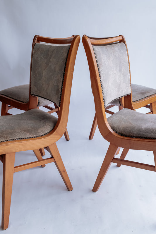 Set van 4 vintage houten eetkamerstoelen