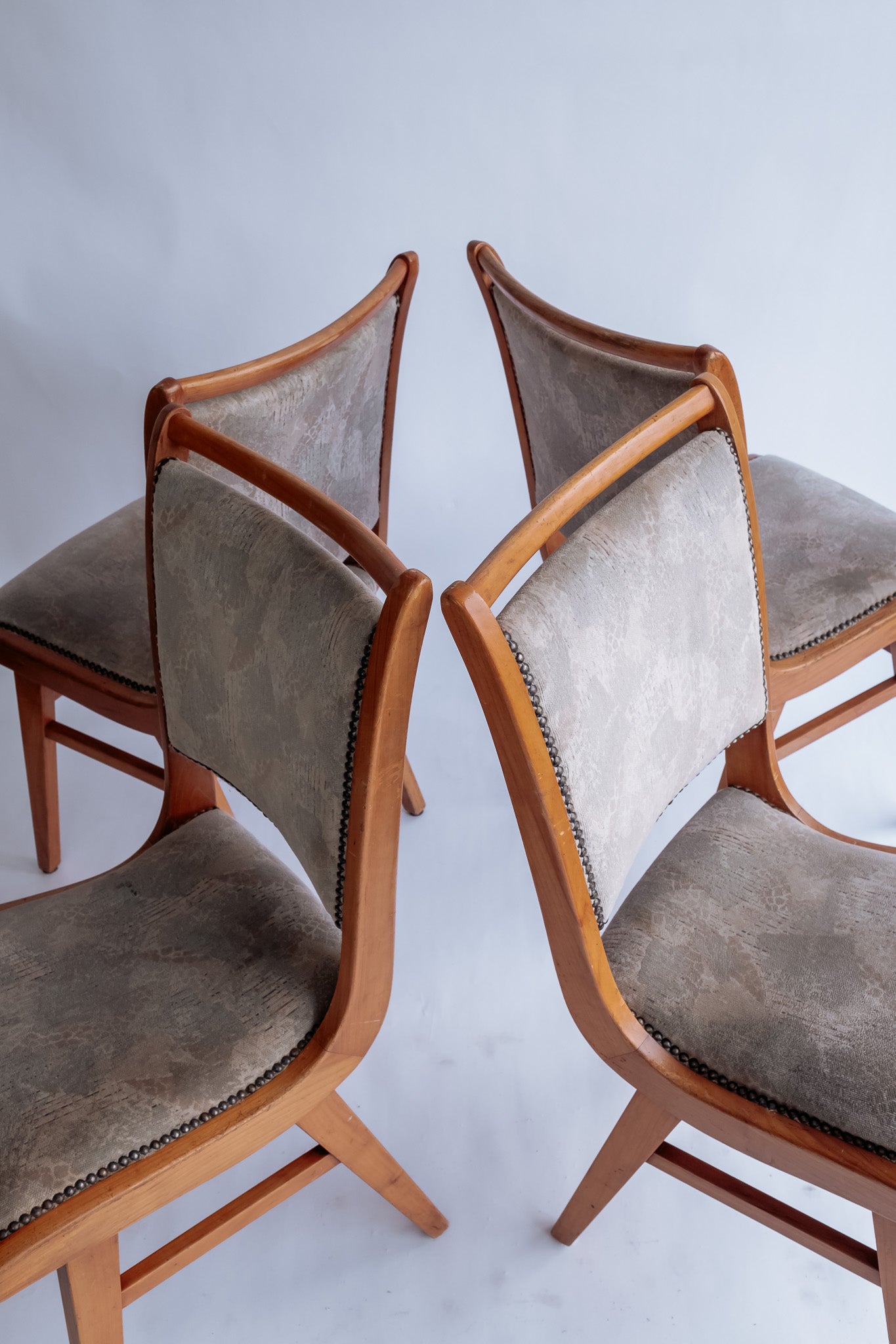 Set van 4 vintage houten eetkamerstoelen