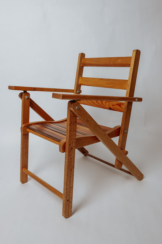 Teakhouten vintage klapstoeltje voor kinderen