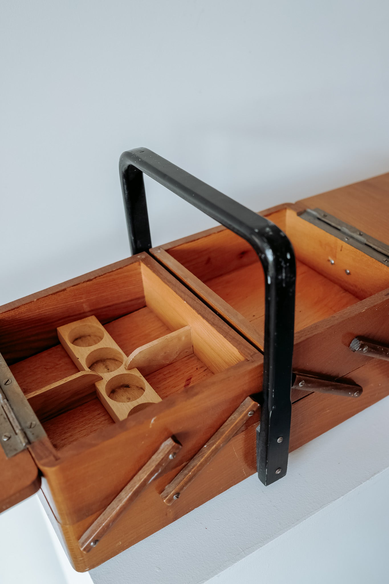 Vintage houten opbergkistje