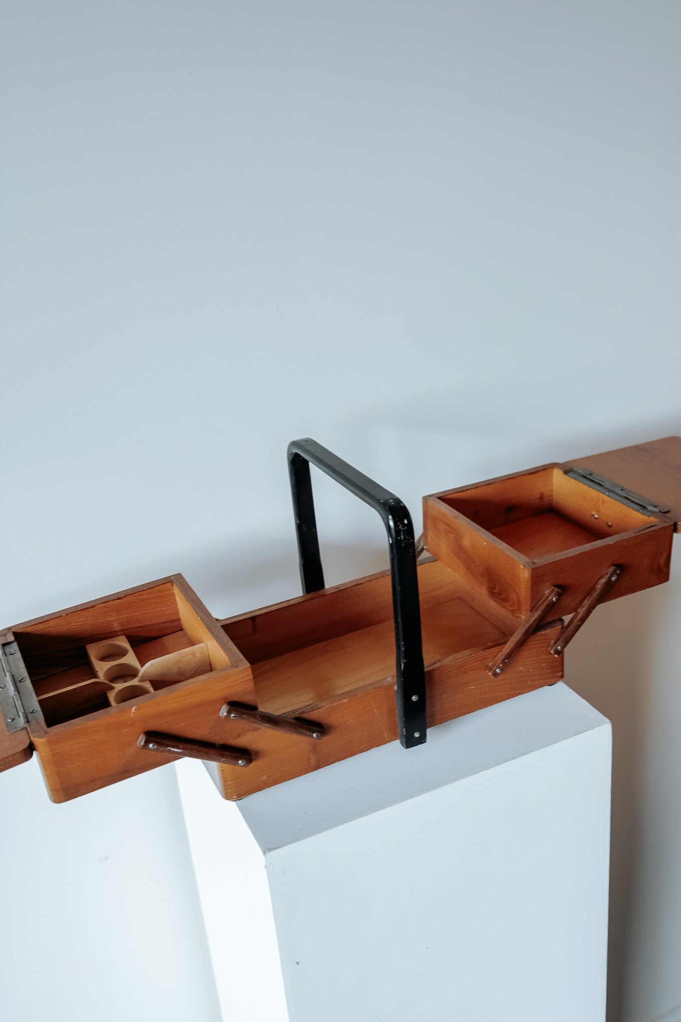 Vintage houten opbergkistje