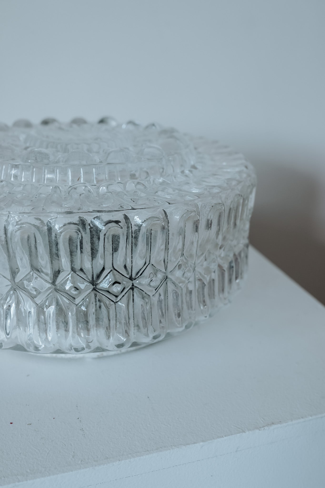 Vintage plafondlamp rond bubbelglas, jaren 70