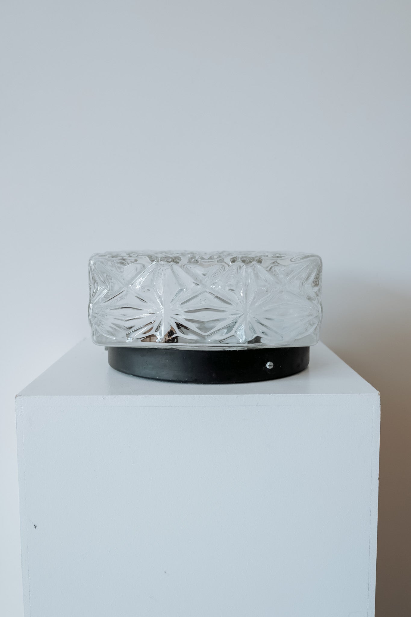 Vintage plafondlamp vierkant glas met sterren, jaren 70