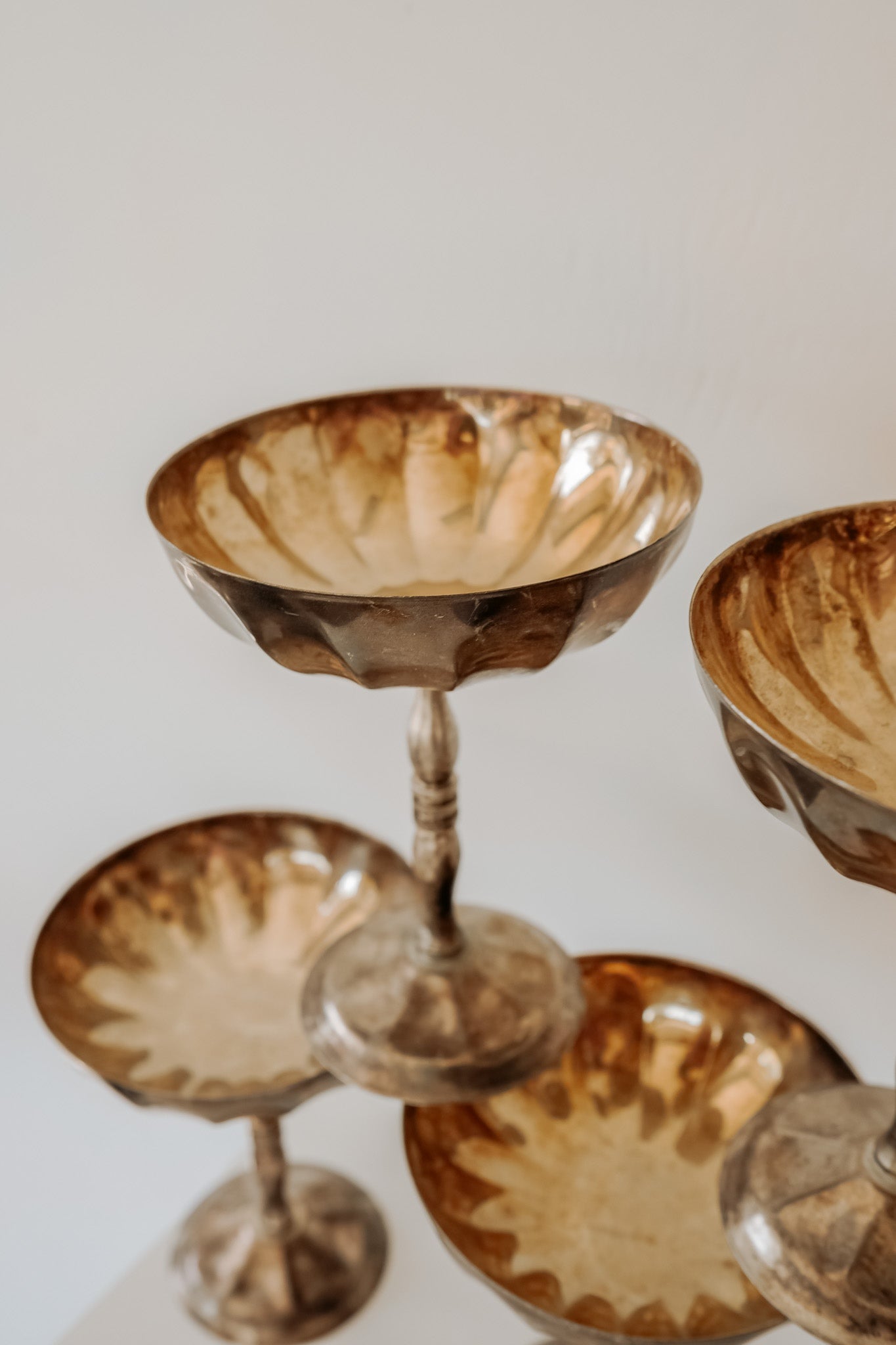 Verzilverde champagne coupes met gold plated binnenkant — set van 5