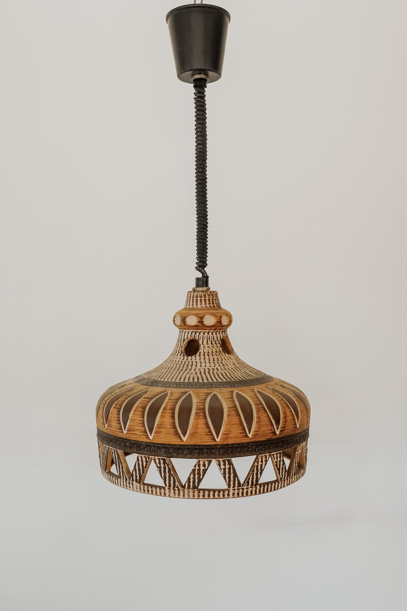 Vintage aardewerk hanglamp uit Denemarken, jaren 70