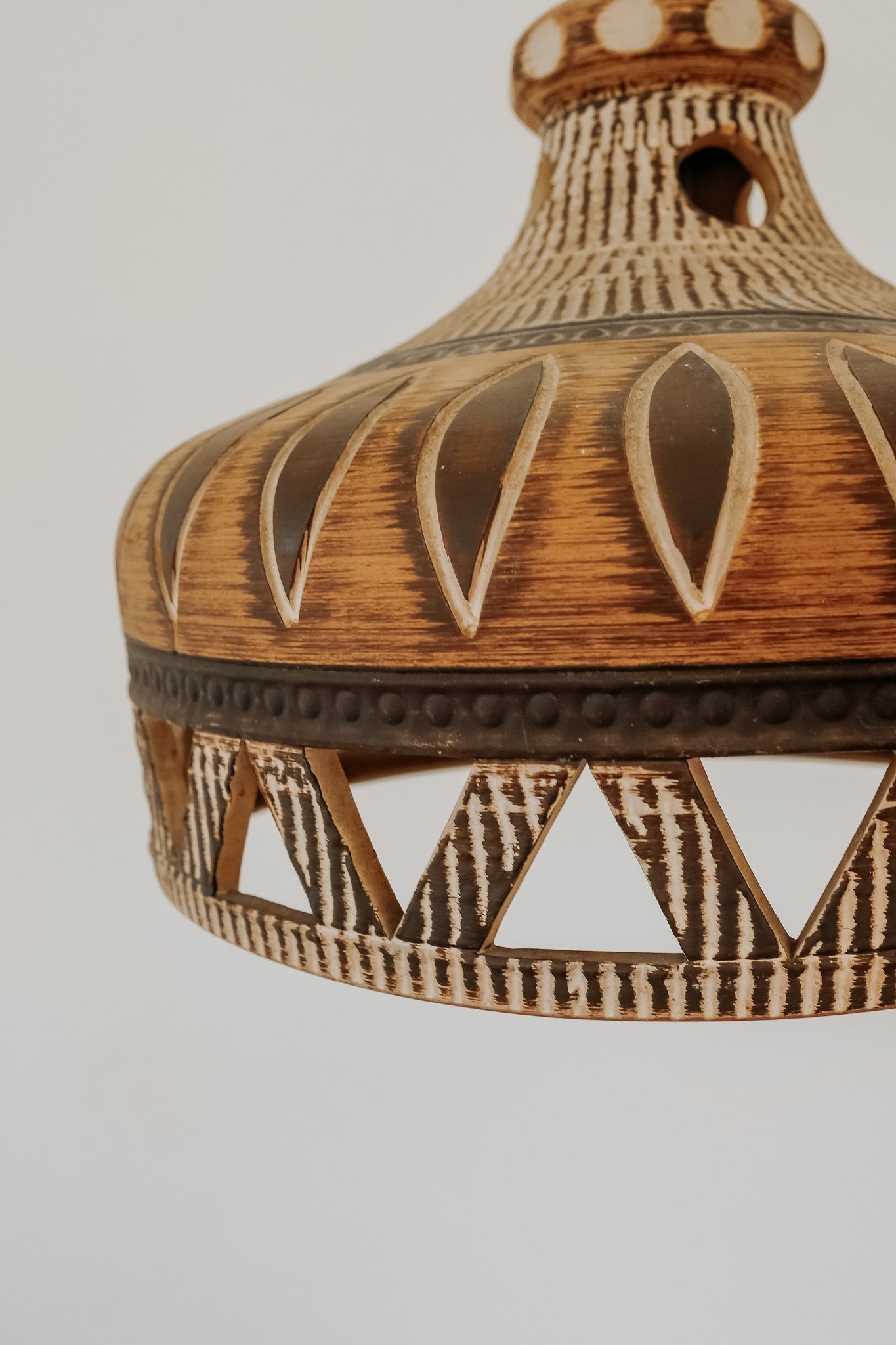 Vintage aardewerk hanglamp uit Denemarken, jaren 70