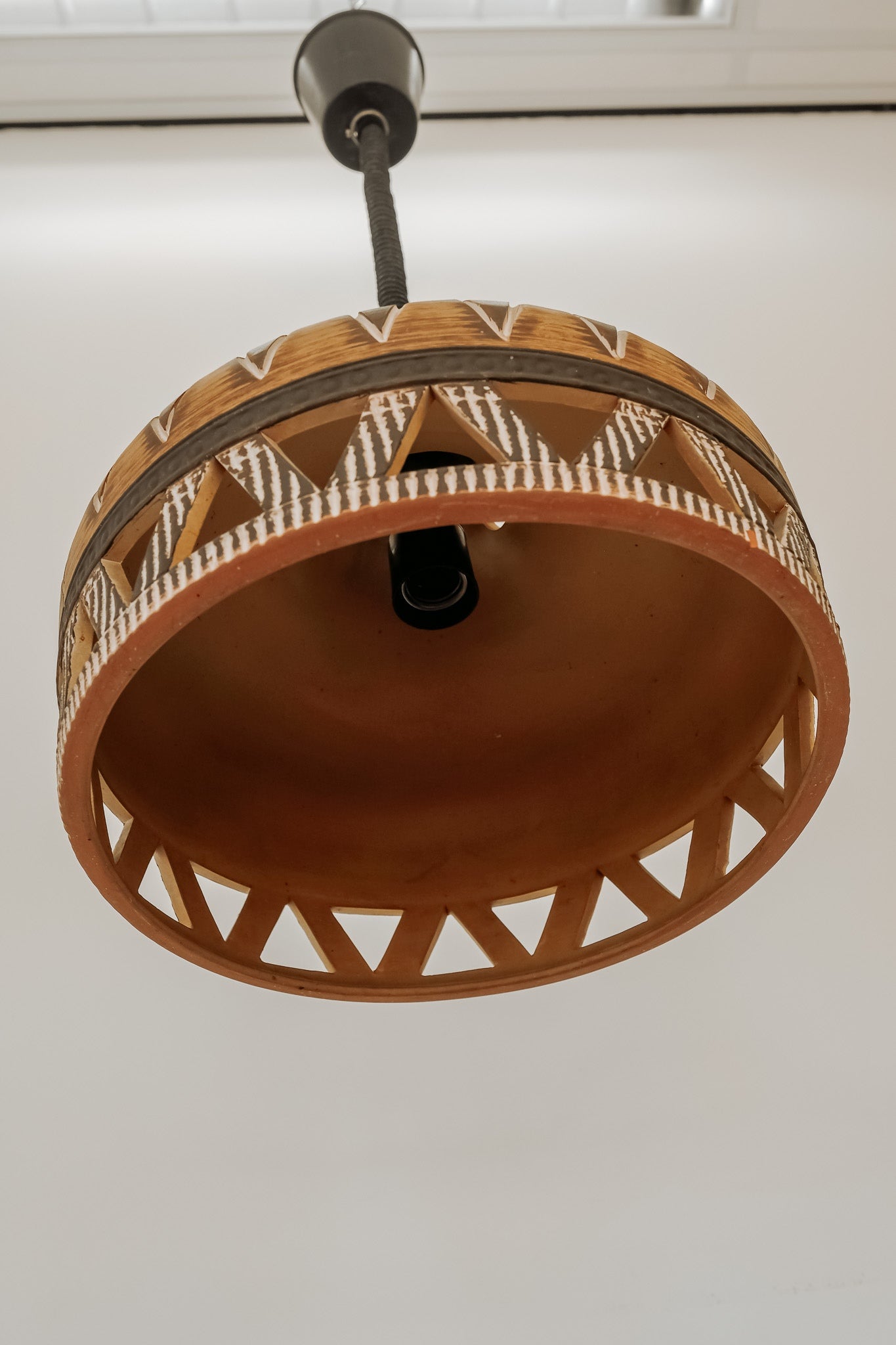 Vintage aardewerk hanglamp uit Denemarken, jaren 70