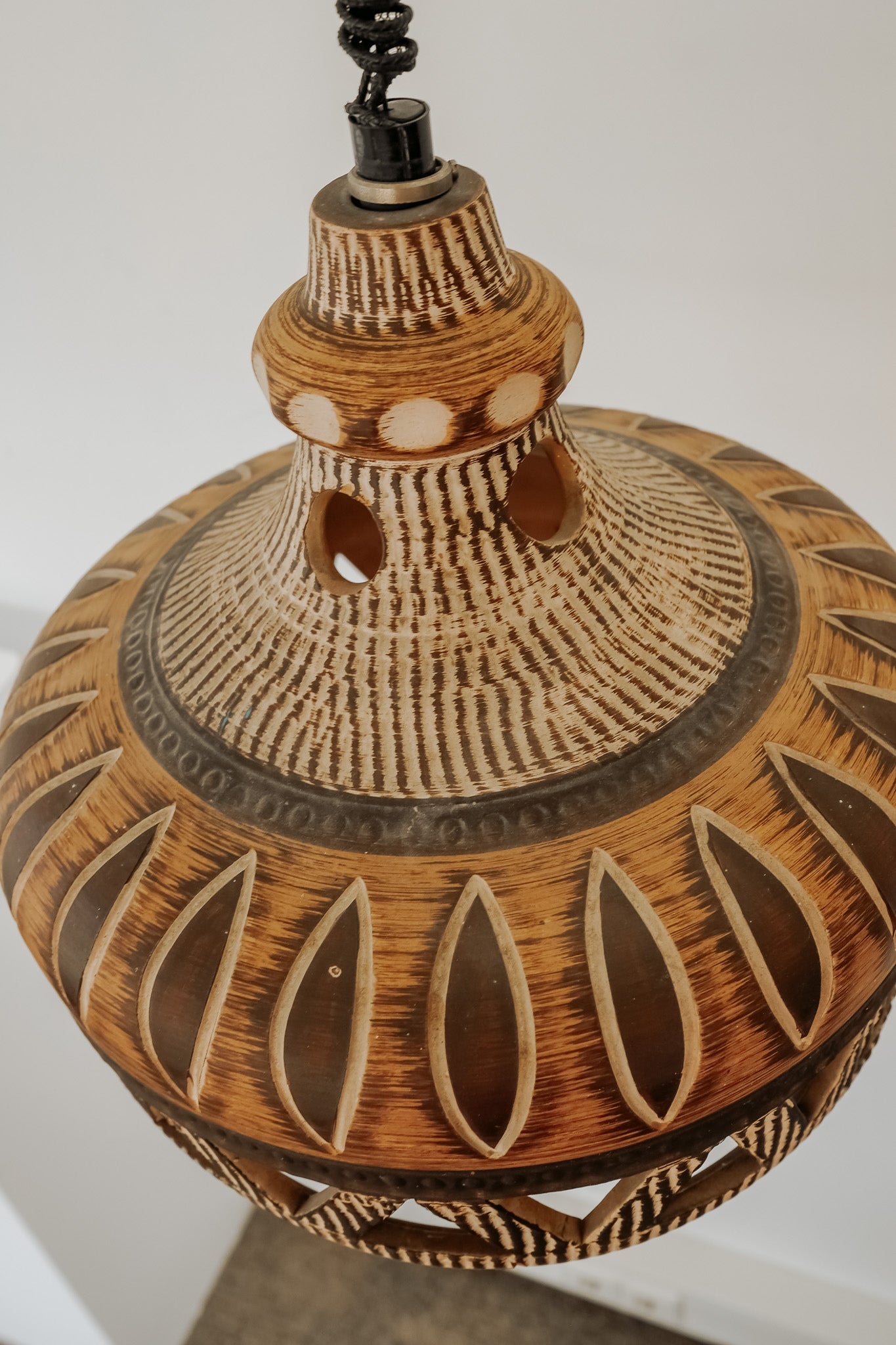 Vintage aardewerk hanglamp uit Denemarken, jaren 70