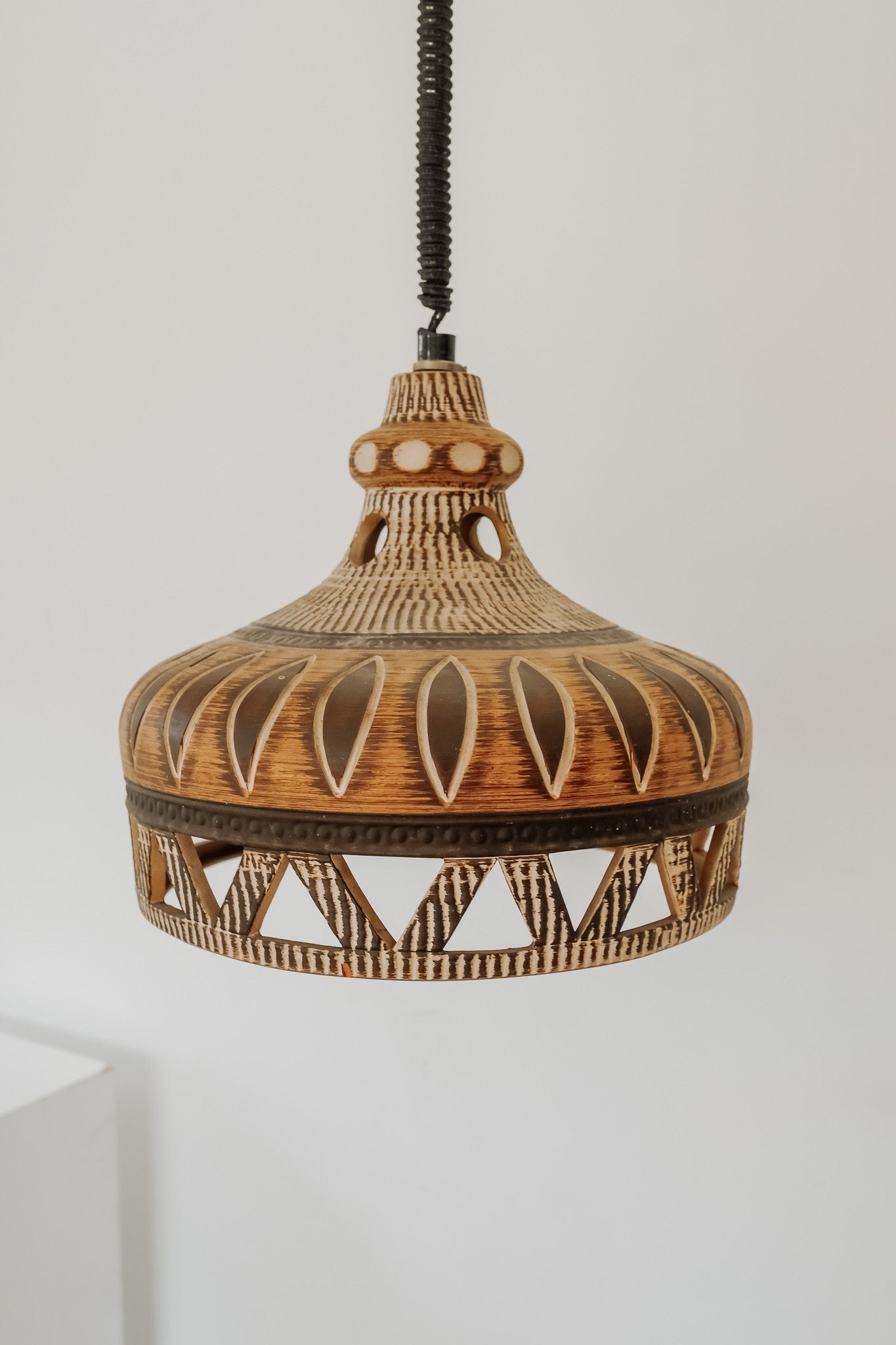 Vintage aardewerk hanglamp uit Denemarken, jaren 70