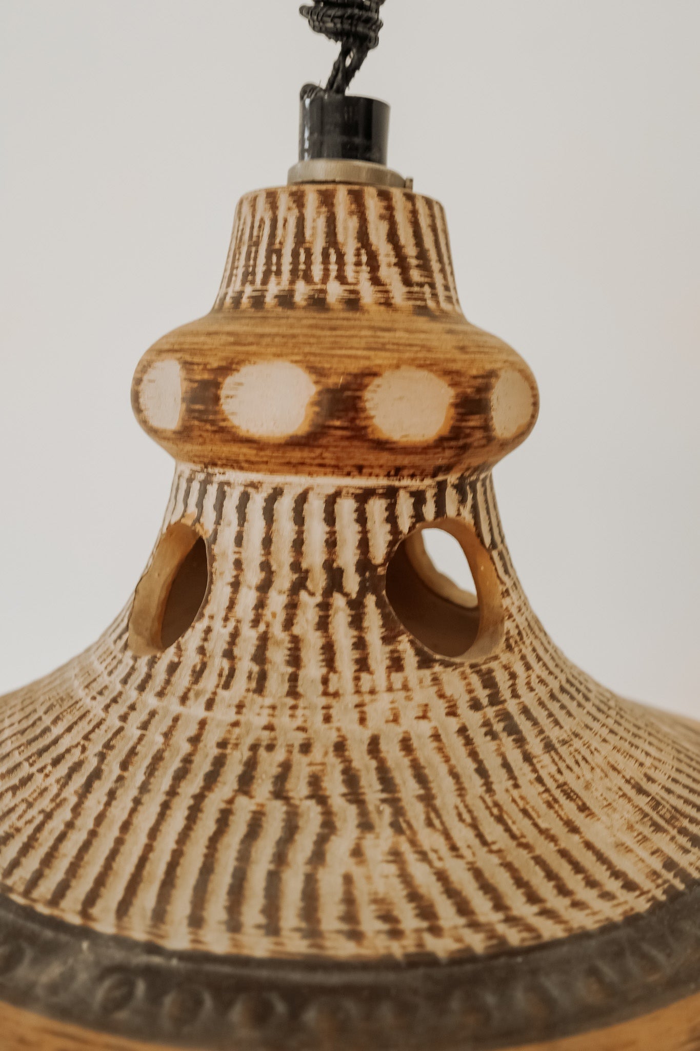Vintage aardewerk hanglamp uit Denemarken, jaren 70