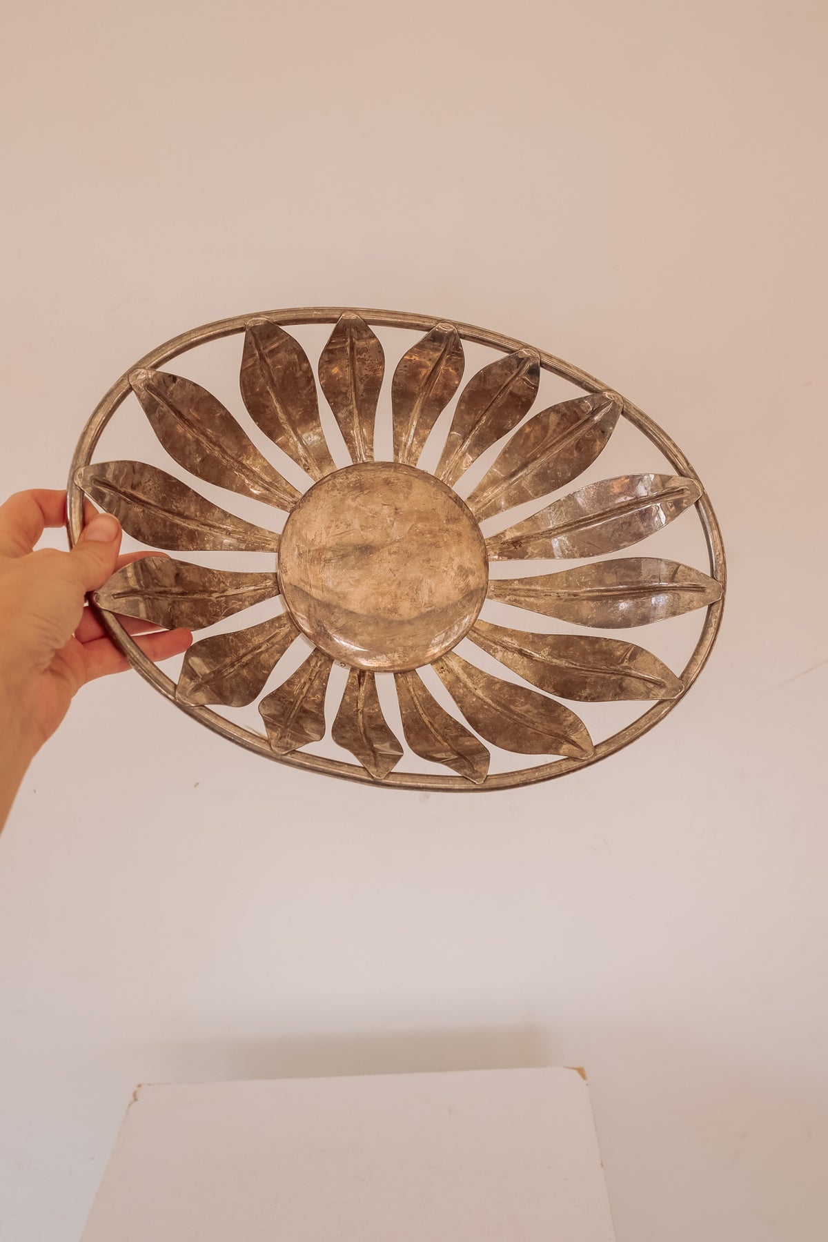 Vintage verzilverde broodmand