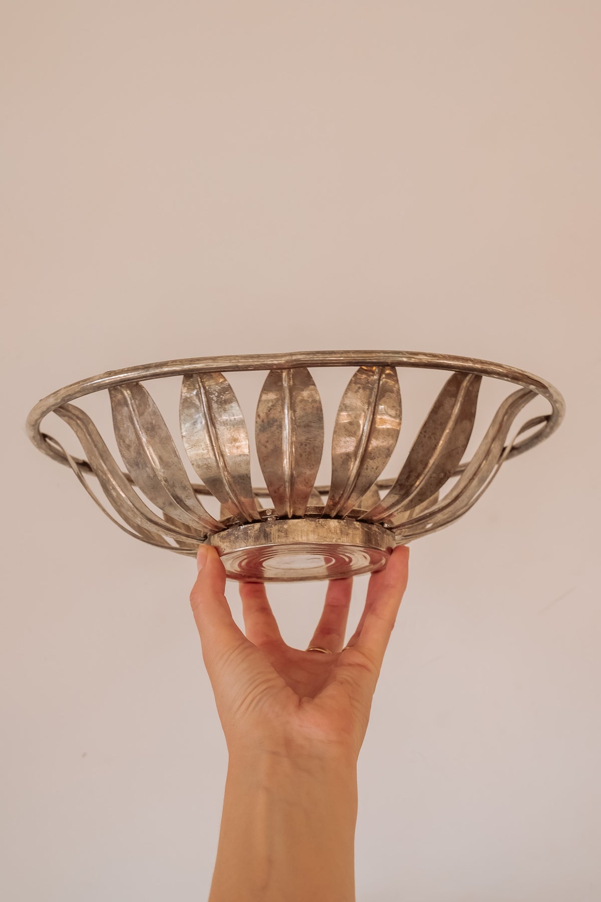 Vintage verzilverde broodmand