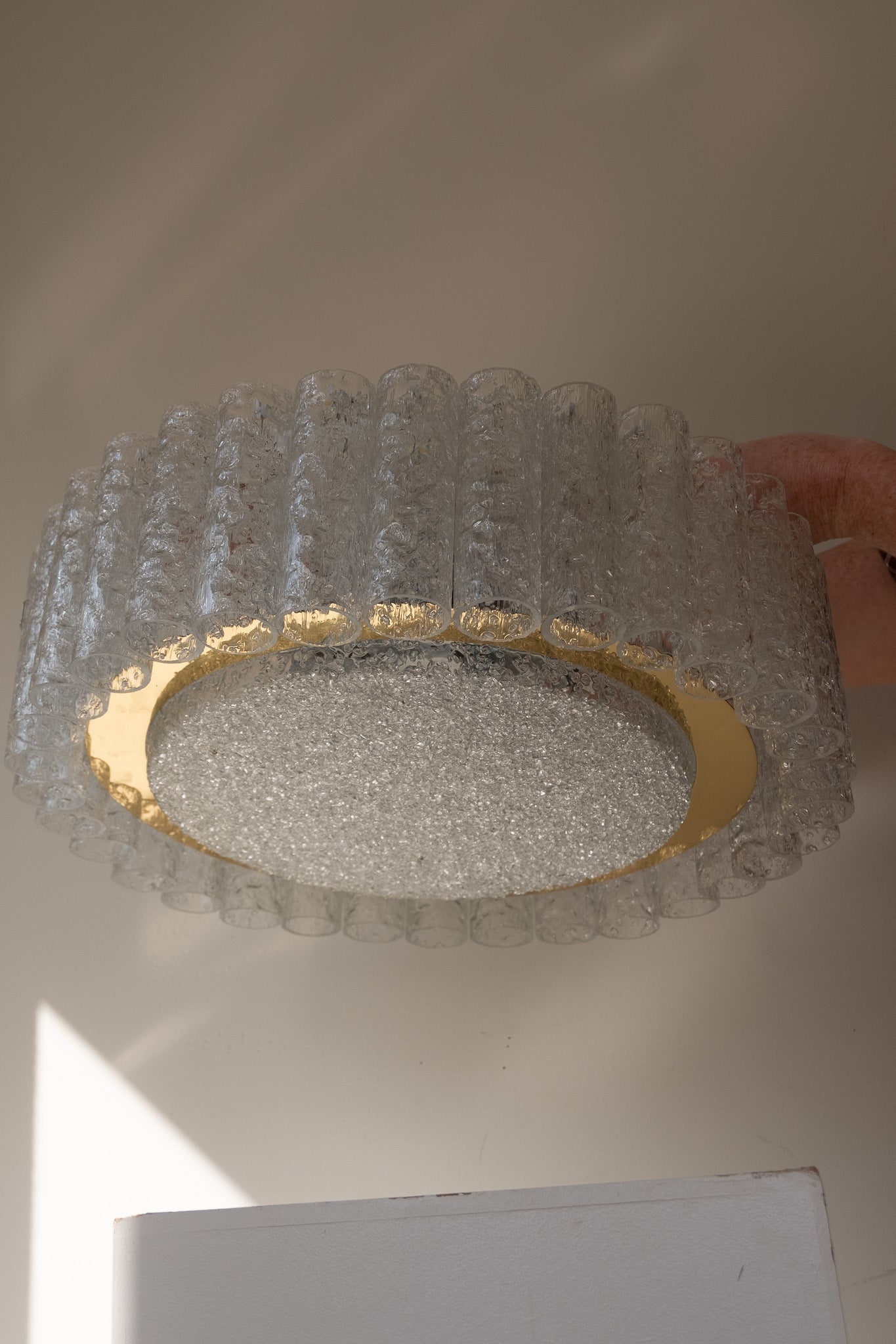 Vintage Doria Leuchten plafonnière met ijsglazen buisjes