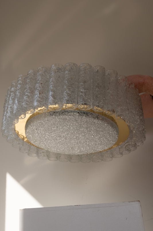 Vintage Doria Leuchten plafonnière met ijsglazen buisjes