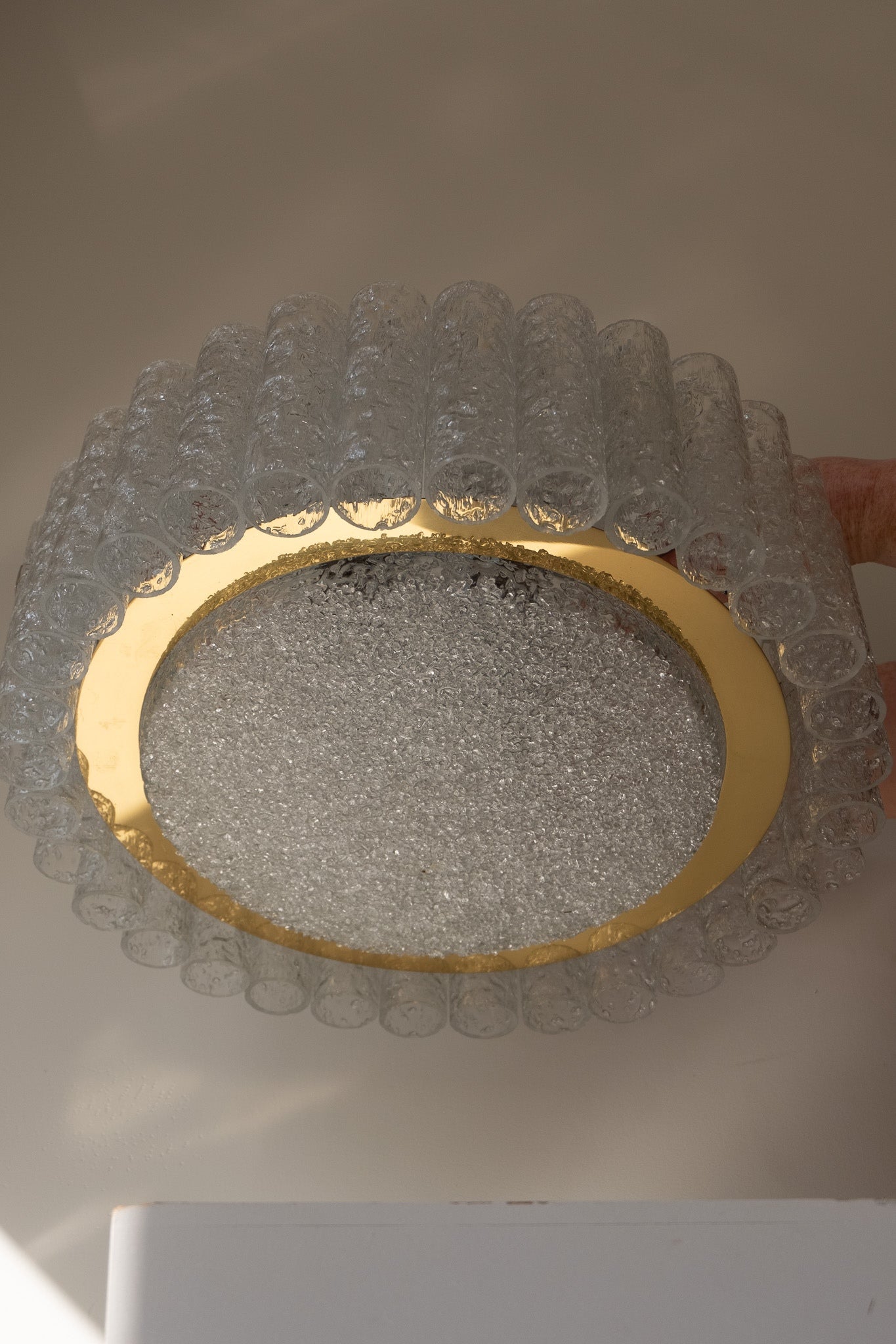 Vintage Doria Leuchten plafonnière met ijsglazen buisjes