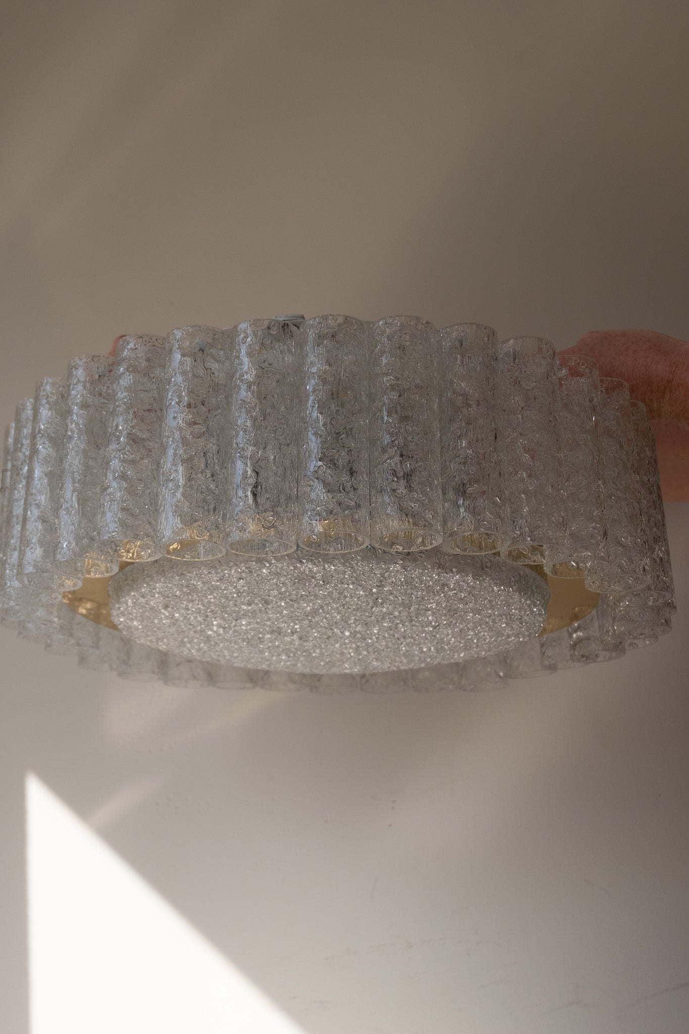 Vintage Doria Leuchten plafonnière met ijsglazen buisjes