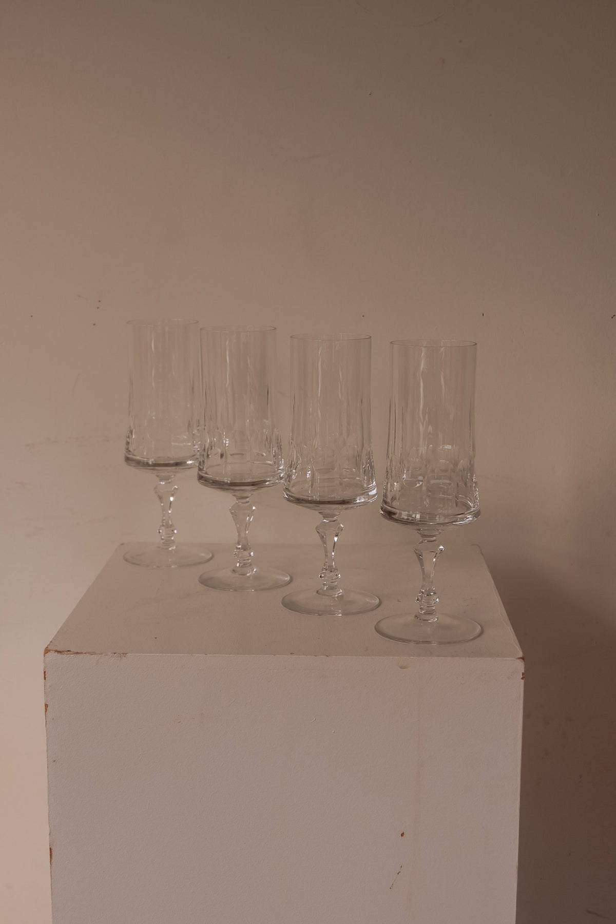 Kristallen champagneglazen uit Frankrijk, set van 4