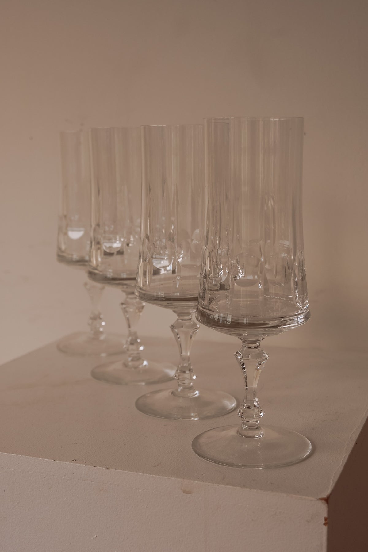 Kristallen champagneglazen uit Frankrijk, set van 4