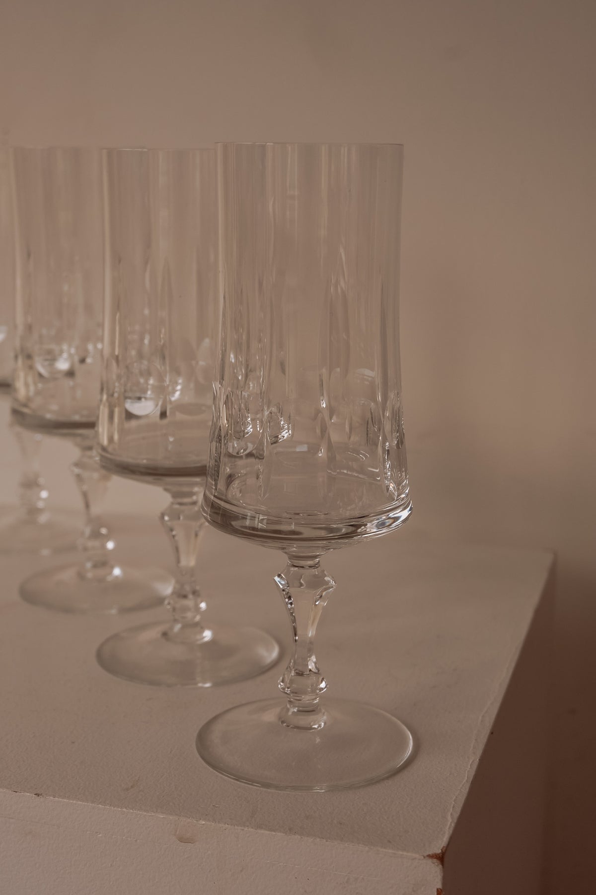 Kristallen champagneglazen uit Frankrijk, set van 4