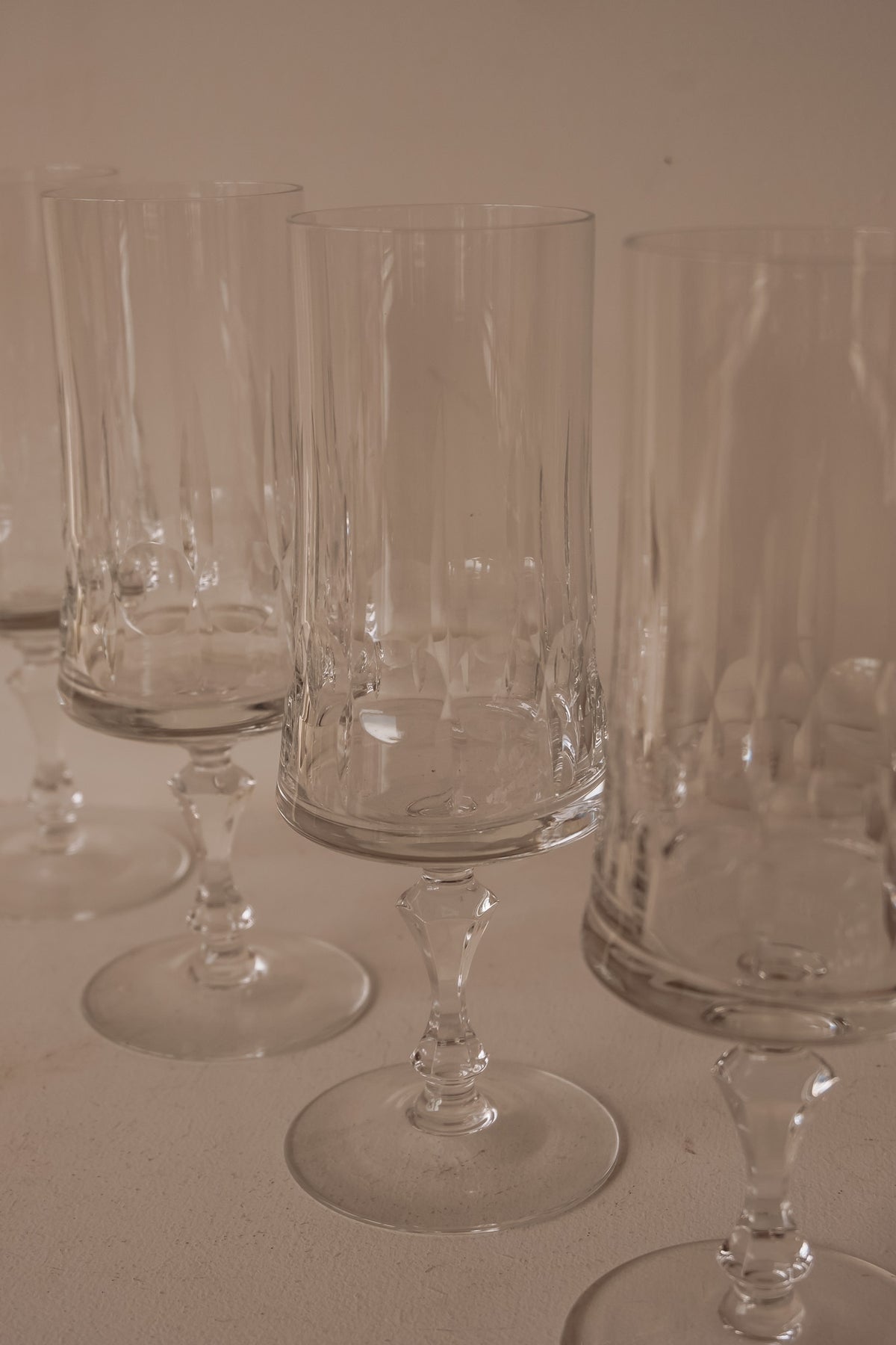 Kristallen champagneglazen uit Frankrijk, set van 4