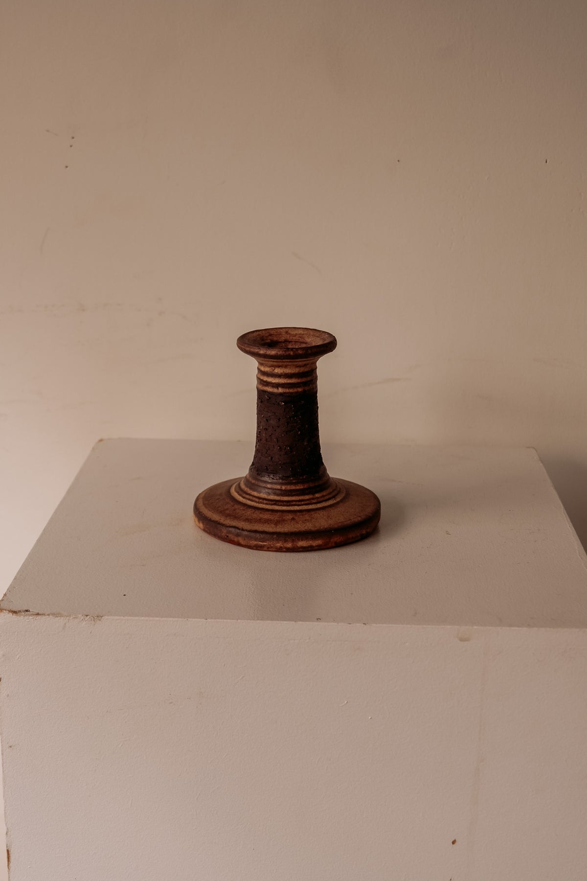 Deense vintage aardewerk kandelaar, handgemaakt