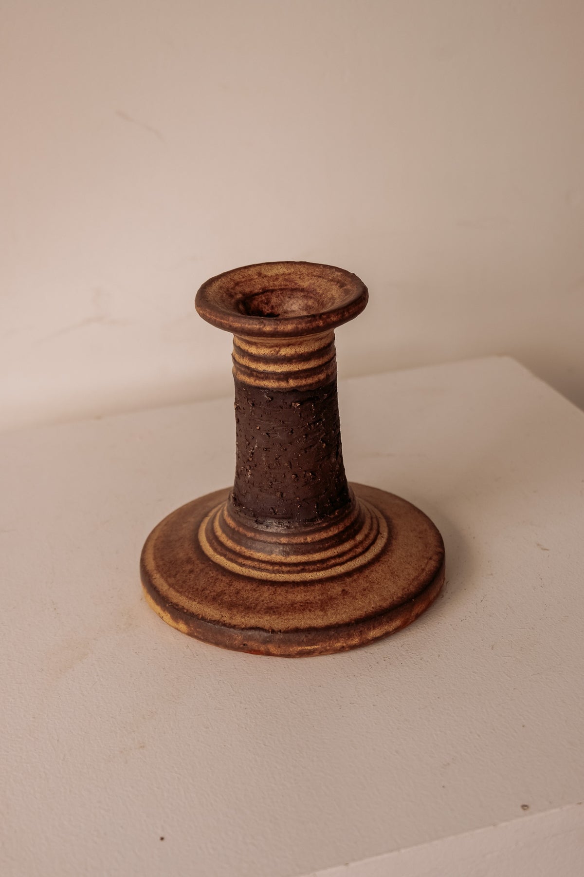Deense vintage aardewerk kandelaar, handgemaakt
