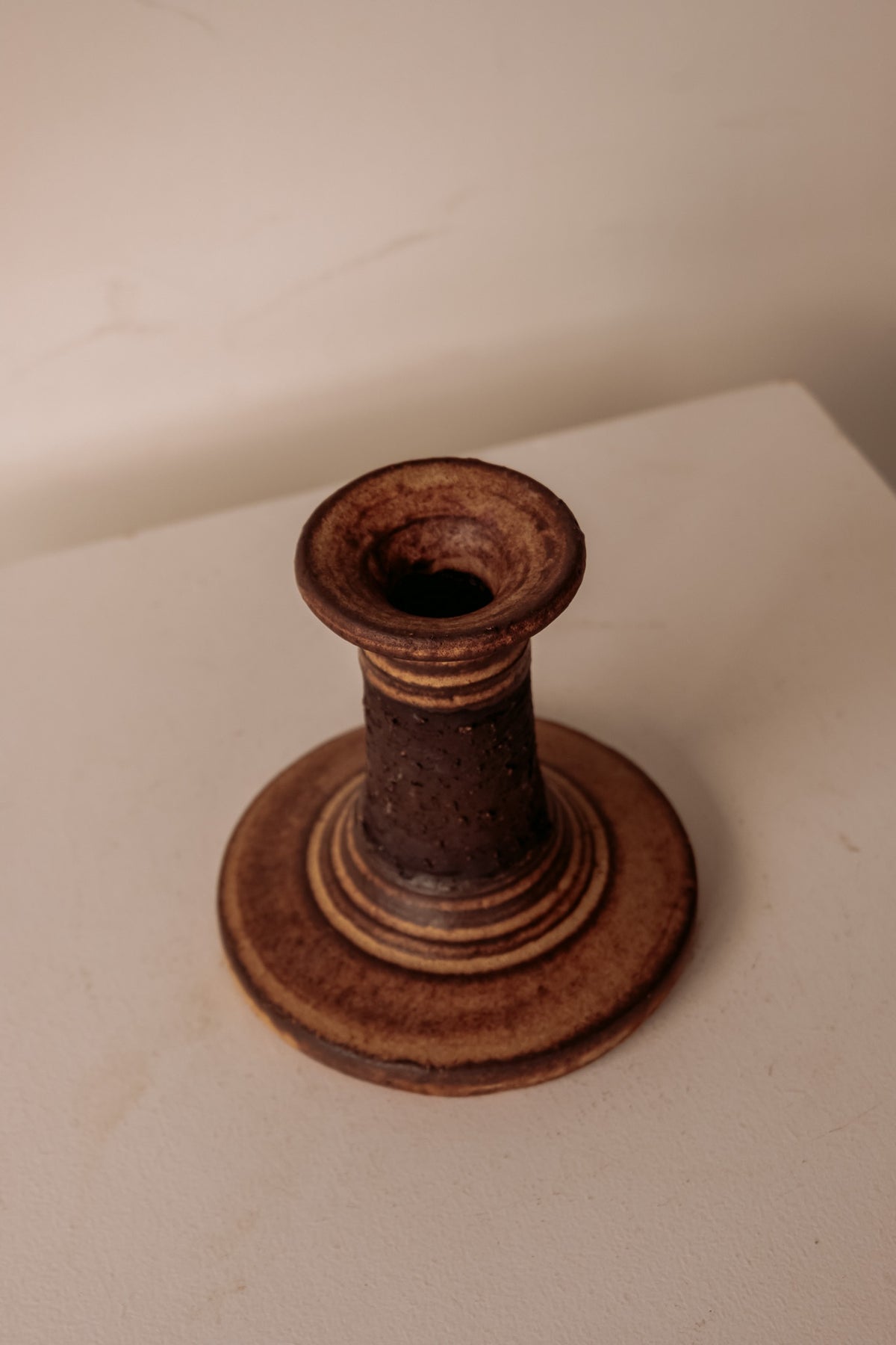 Deense vintage aardewerk kandelaar, handgemaakt