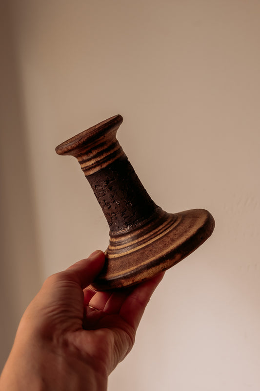 Deense vintage aardewerk kandelaar, handgemaakt