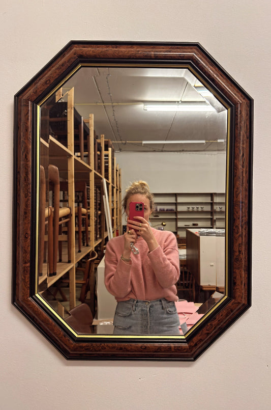 Vintage spiegel met burl wood lijst