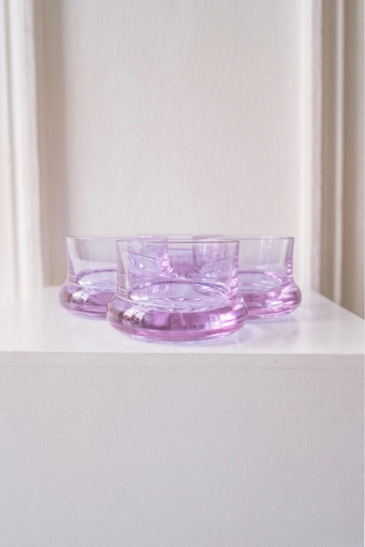 4x Lila cocktail glazen met ronde voet uit Italië, jaren 70