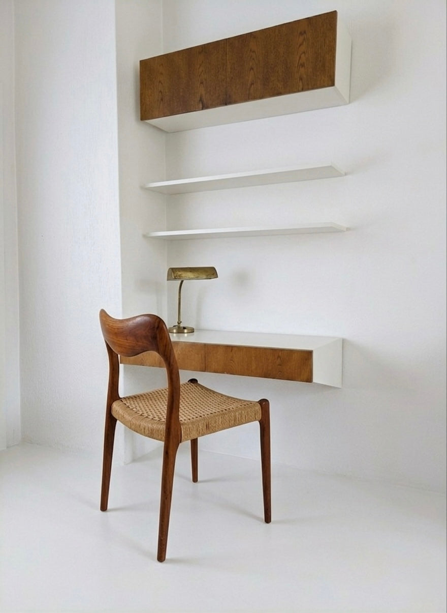 Vintage Banz Bord zwevend wandmeubel met bureau element