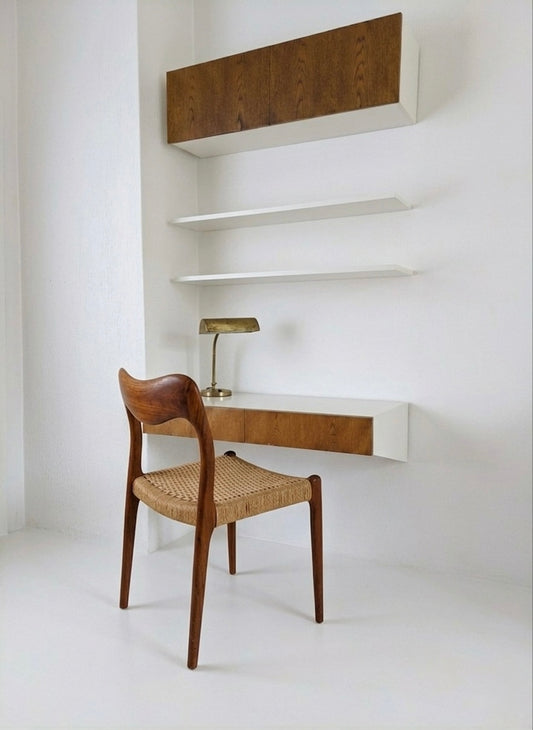Vintage Banz Bord zwevend wandmeubel met bureau element