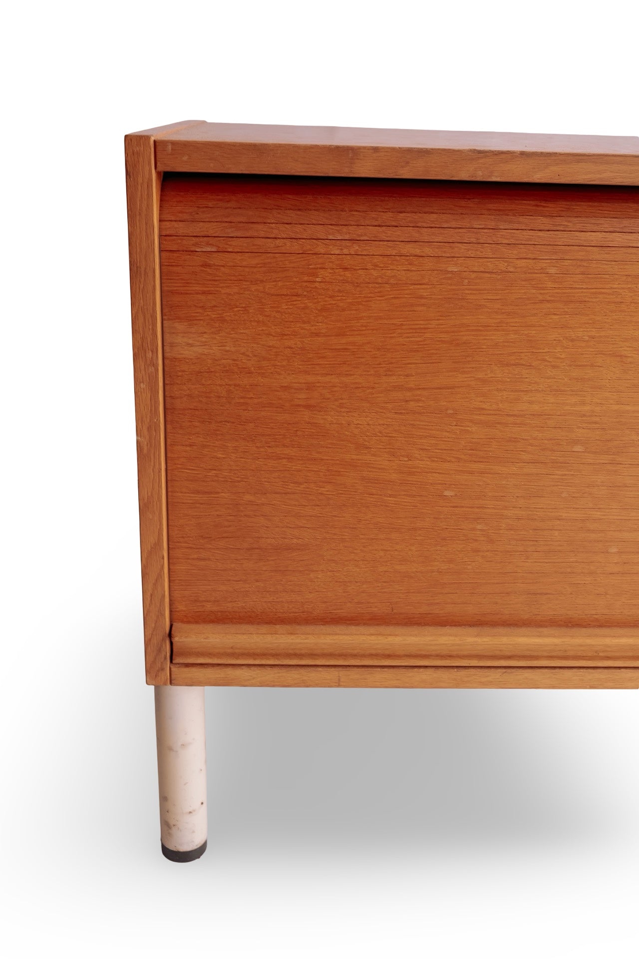 Vintage roldeur kastje met wit stalen onderstel