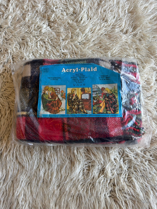 Vintage geblokte plaid, nieuw in originele verpakking 130x185cm