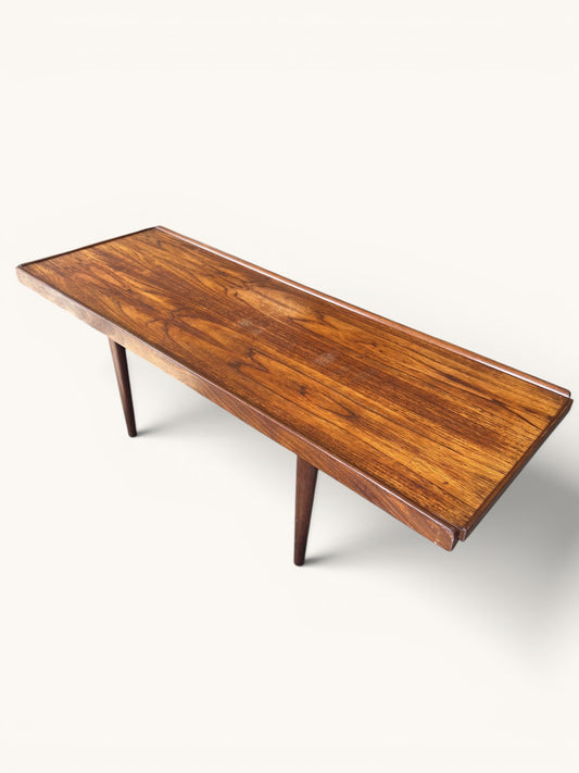 Mid century modern salontafel teakhout met omkeerbaar blad