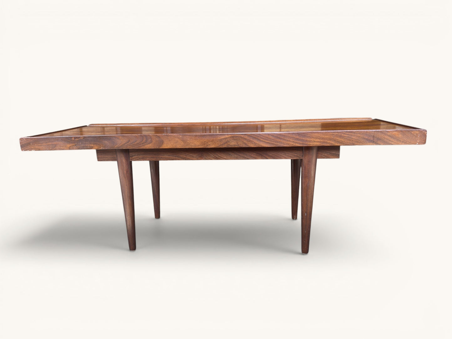 Mid century modern salontafel teakhout met omkeerbaar blad