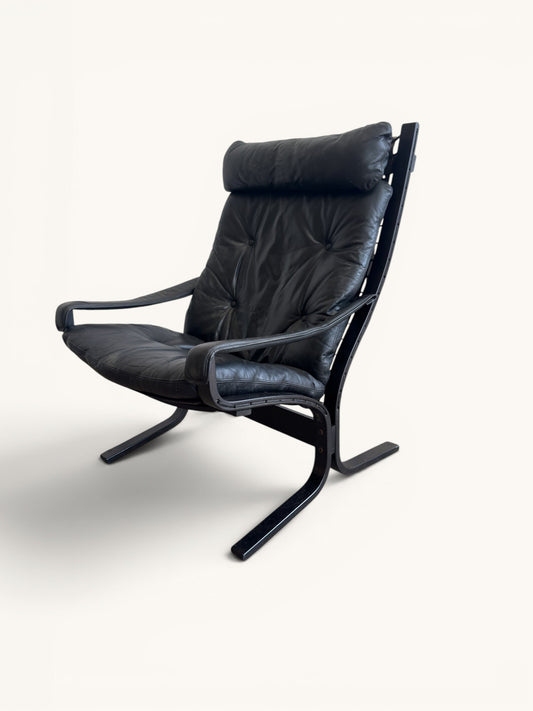 Ingmar Relling "Siesta" fauteuil uit 1965 in zwart leer