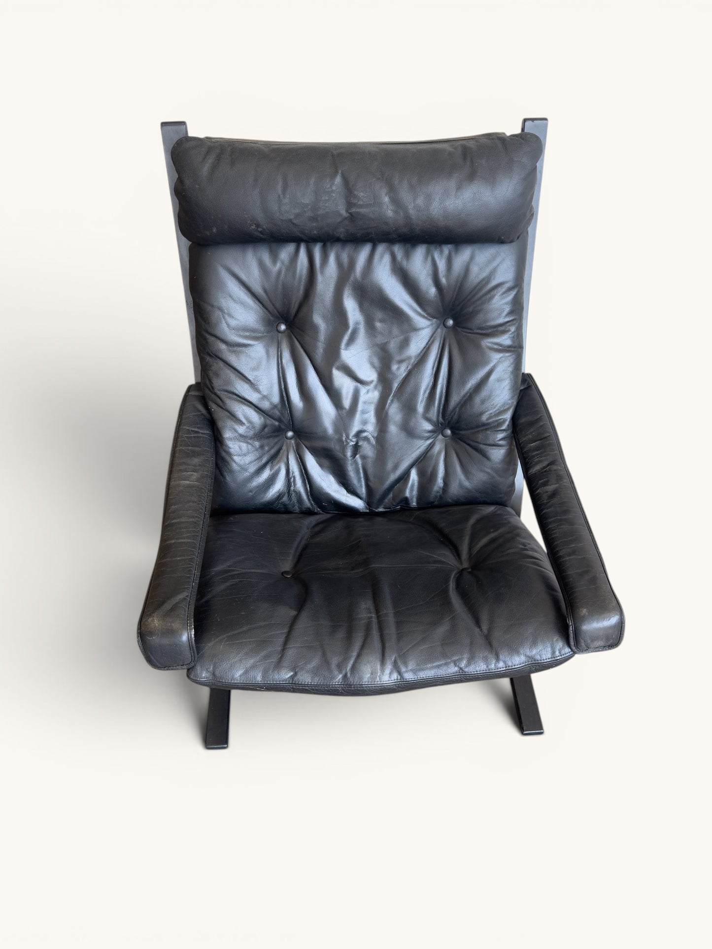 Ingmar Relling "Siesta" fauteuil uit 1965 in zwart leer