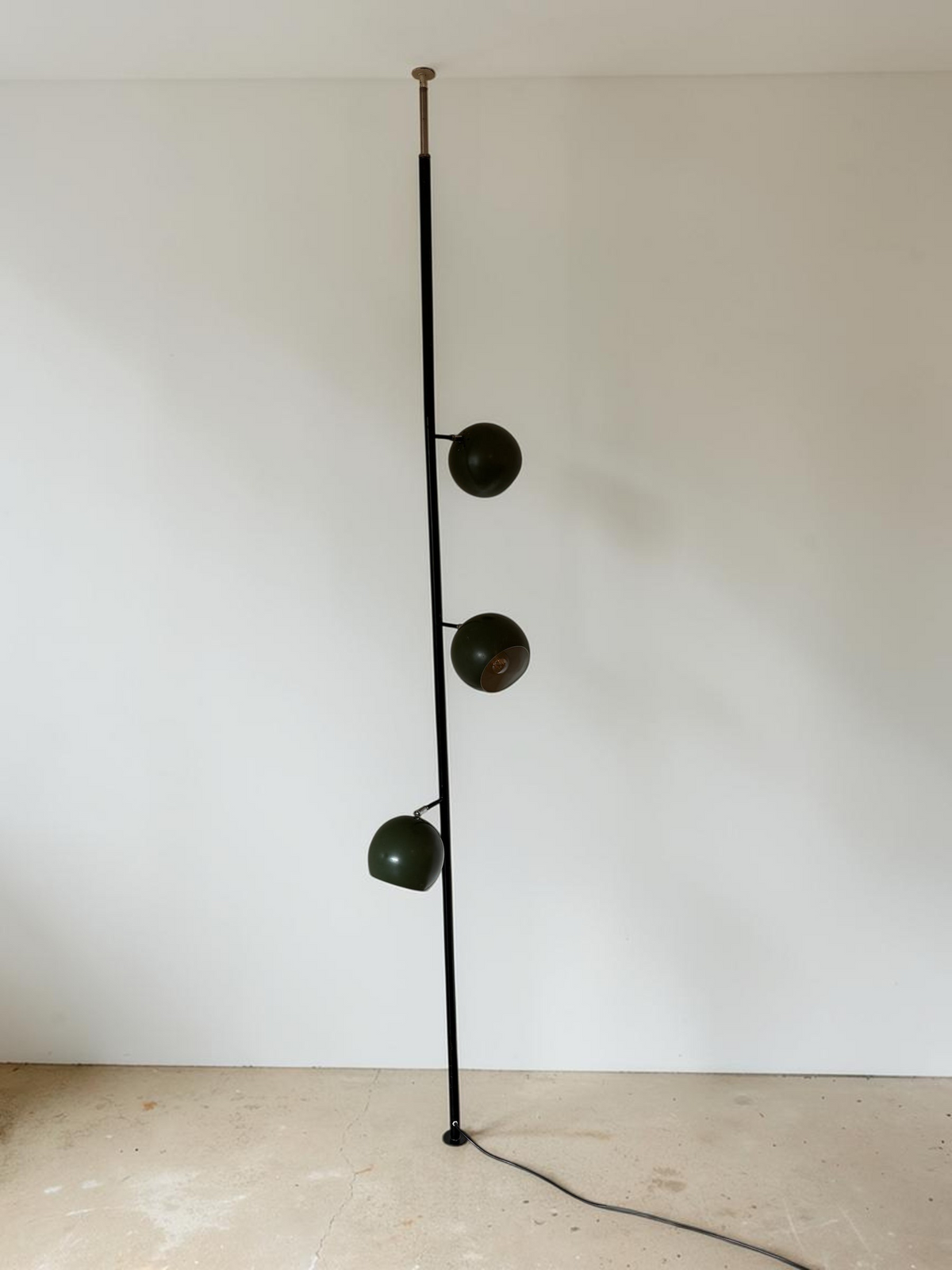 tessvintage mid century modern dark green tension pole floor lamp with three adjustable eyeball spotlights