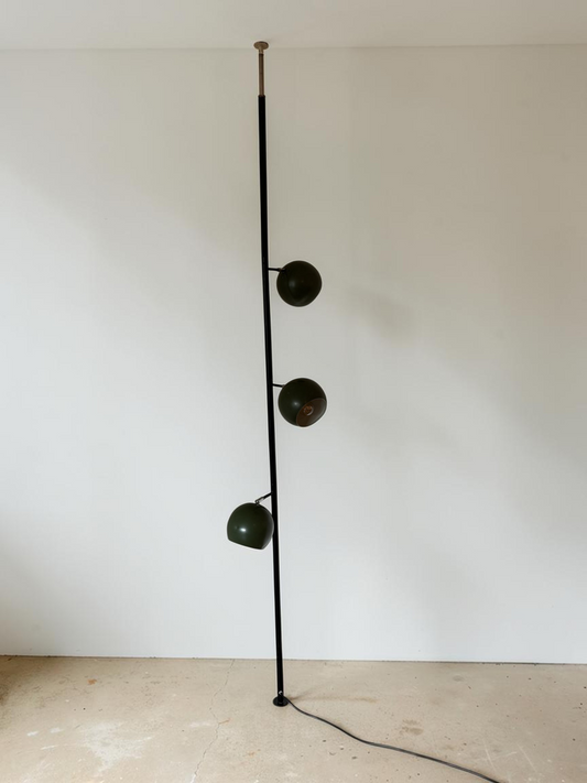 tessvintage mid century modern dark green tension pole floor lamp with three adjustable eyeball spotlights