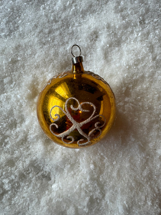 Vintage Christmas ball yellow gold