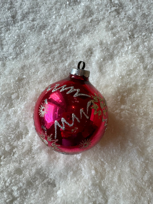 Vintage Christmas ball red/gold