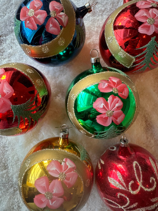 Set of 6 lucky horseshoes XL vintage Christmas baubles