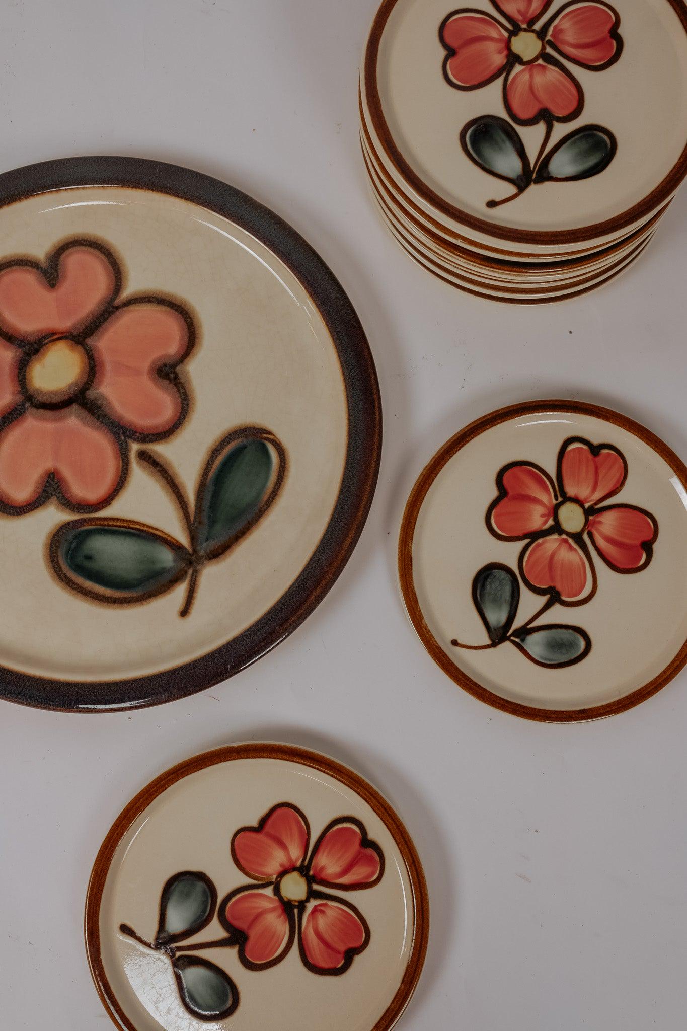 Vintage Jaren 70 gebaksborden set