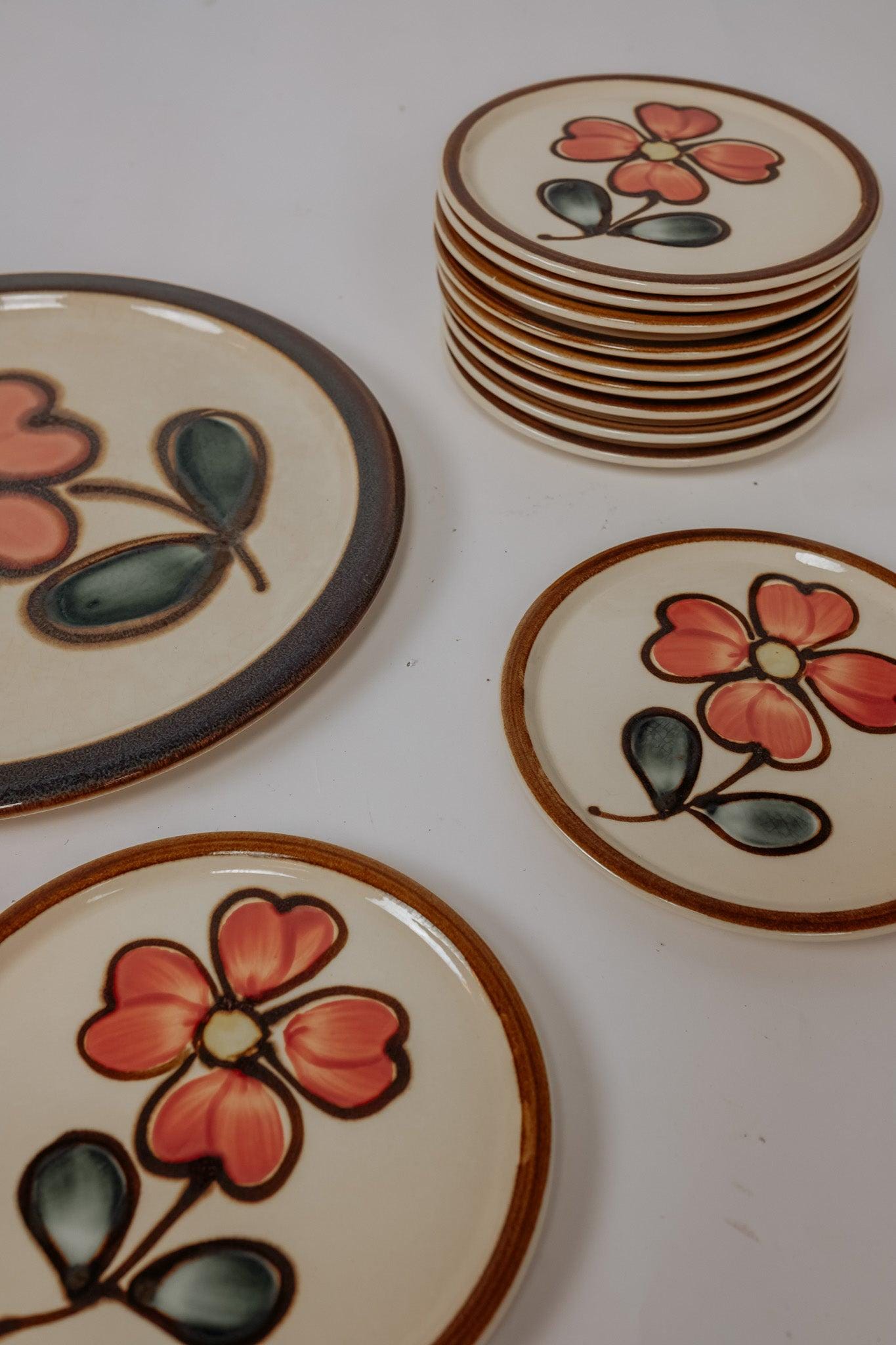 Vintage Jaren 70 gebaksborden set