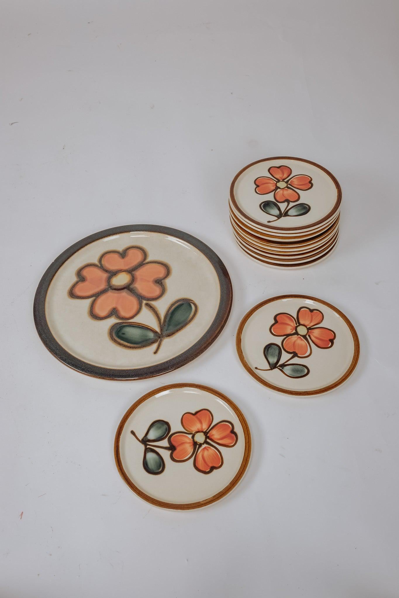 Vintage Jaren 70 gebaksborden set