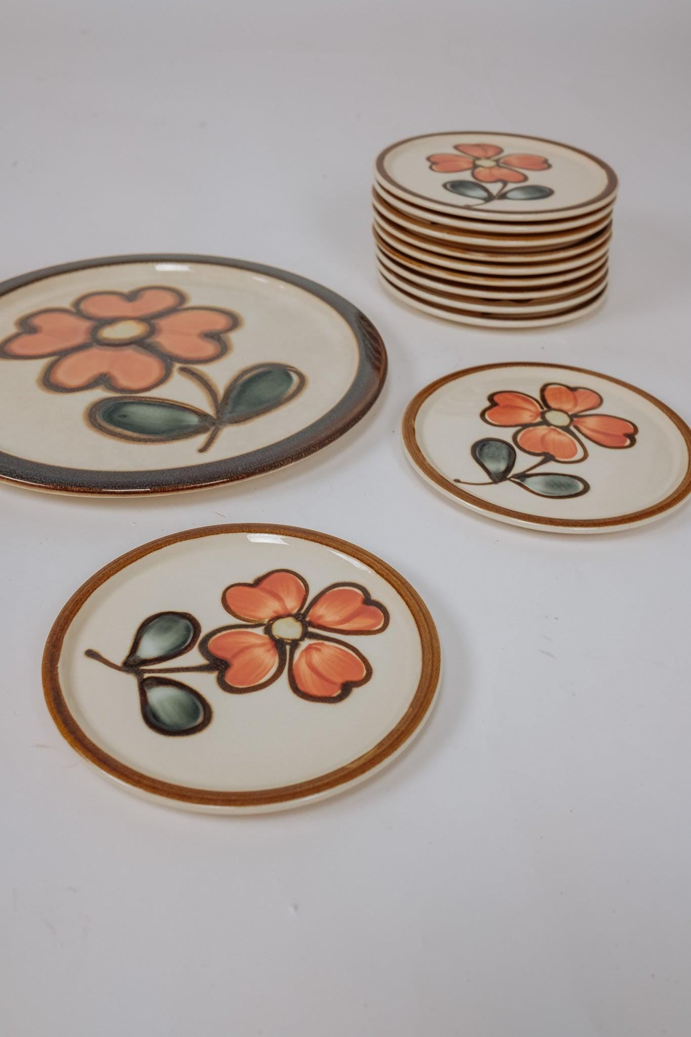 Vintage Jaren 70 gebaksborden set